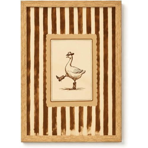 Framed-Cowboy Goose Canvas Wall Art,8x10in