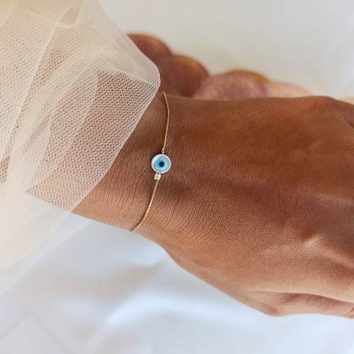 Minimalist Evil Eye Bracelet, Sterling Silver, Gold Filled, Nazar Jewelry, BR94