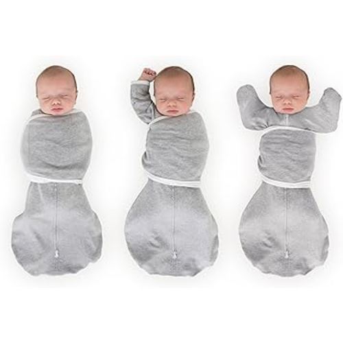 SwaddleDesigns Organic 6-Way Omni Swaddle Sack Arms Up Swaddle for Newborn, More Options to Calm Startle Reflex, Improves Sleep, Small, 0-3 Month, 6-14 lbs, Heathered Gray