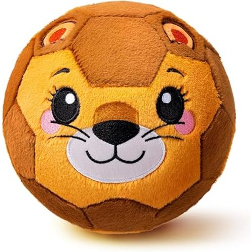 VangeBow Silent Indoor Soccer Balls for Toddlers 1-3, Inflatable Soft Plush Baby Toddler Soccer Ball Toys Gifts for 1 2 3 4 5 Year Old Boy Girl First Birthday Gift (Lion, Pump Include)