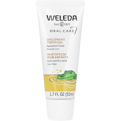 Weleda Oral Care Childrens Tooth Gel, 1.7 Fluid Ounce, Fluoride Free, Spearmint Flavor, Plant Rich Toothpaste with Calendula, Silica and Fennel