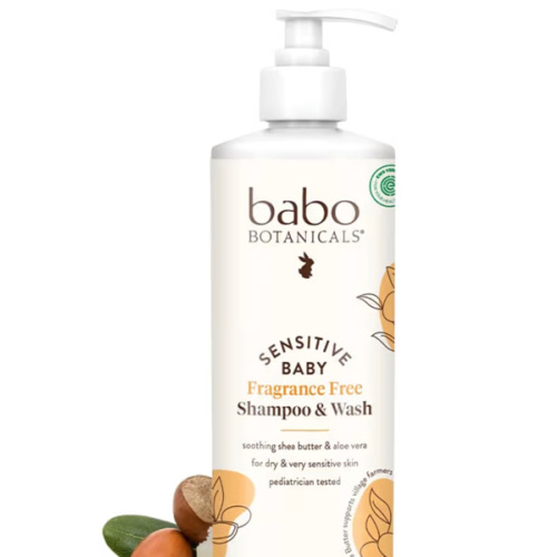 Babo Botanicals Sensitive Baby Fragrance-Free 2-in-1 Shampoo & Wash - Shea Butter, Calendula & Aloe Vera - EWG Verified - Cruelty-Free - Vegan - Pediatrician Tested - For Babies & Kids