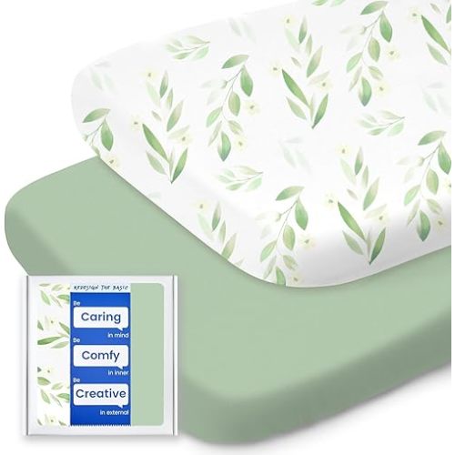 Bassinet Sheets for Baby Boy Girl, TotBasic Buttery Soft Universal Bassinet Fitted Sheet, Compatible with Halo, Mika Micky, Baby Delight, Dream On Me, Maxi COSI and More Bassinet Mattress(Greenleaf)