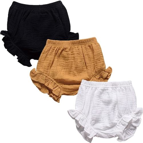 3PC Shorts Set Newborn Baby Girls Boys Pants Cotton Linen Blend Cute Floral Bloomers Triangle Shorts