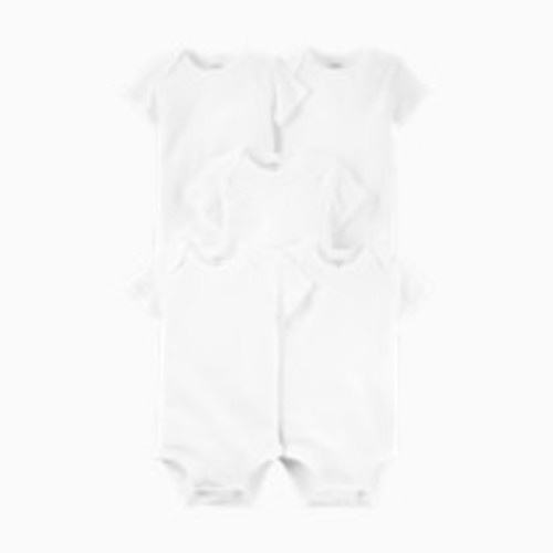 Carter's 5-Pack Short-Sleeve Bodysuits - True White, 0-3 M