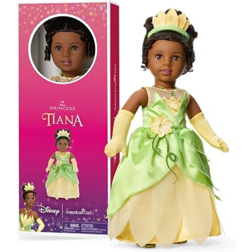 American Girl, Disney, Princess Tiana, 18-inch Doll, Curly Black Hair, Brown Eyes, Includes Accessories, Ages 6+
