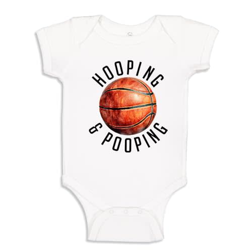 Funny Basketball Baby Bodysuit One Piece Or Toddler T-Shirt Hooping and Pooping Bball Baby Gift