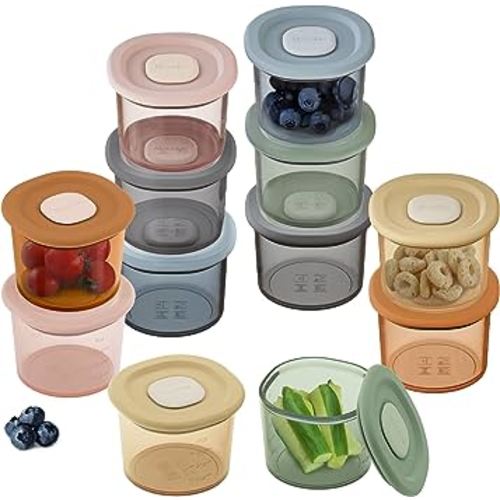 Moonkie Silicone Baby Food Containers,12 Pack, 4 oz Baby Food Storage Jars with Airtight Lids, Reusable Baby Food Jars, Freezer,Microwave and Dishwasher Safe, Perfect for Infant & Toddler