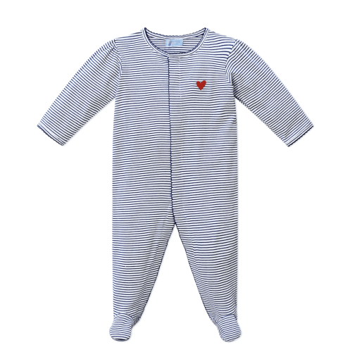 Harbor Stripe Stitch Puff Snap Baby Onesie