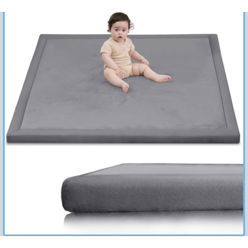 Ultra Soft Baby Play Mat for Floor,1.3" Thick Elasti-Foam 50x50 Playpen Mat for Toddlers Infant kids,Water-Repellent Coral Velvet for Tummy Time,Non-Slip Backing Safe for Crawling,Tatami Style (Dark Grey)