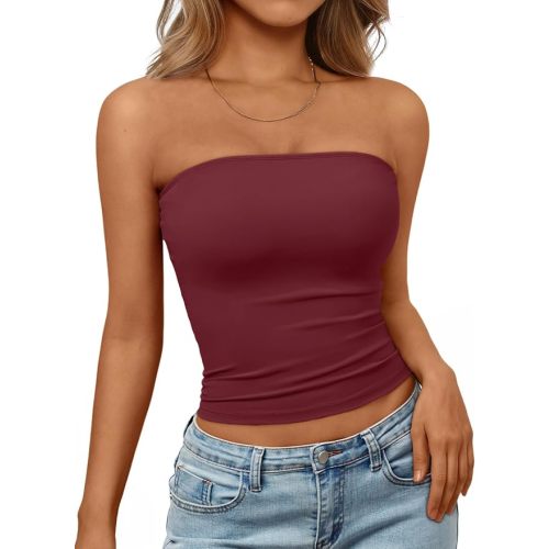 Trendy Queen Women's Strapless Bandeau Crop Top