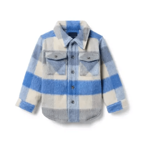 Boy Sail Blue Plaid The Plaid Twill Shacket by Janie and Jack