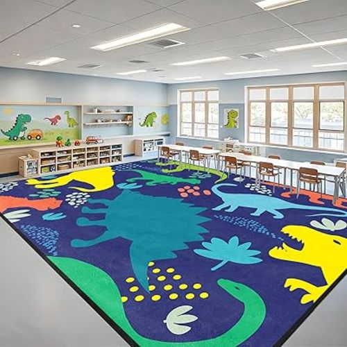 Dinosaur Rug 6'x8' - Dinosaur Rugs for Boys Bedroom Cartoon Dino Rug for Boys Room, Kids Rugs Bedroom Boy Dino Carpet Colorful Living Room Large Area Mat