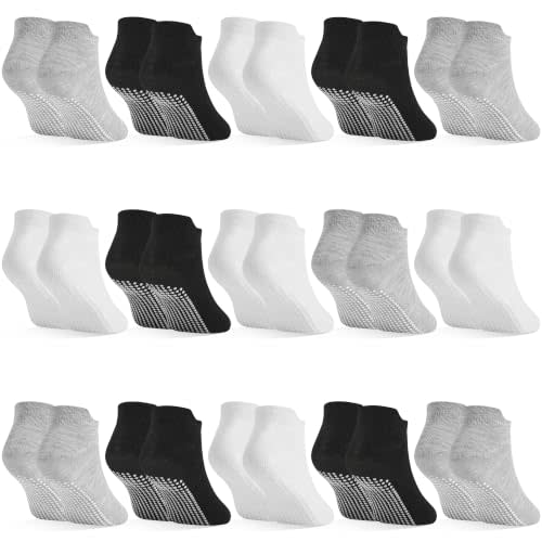 HYCLES 15 Pairs Toddler Socks, Kids Grip Socks for 6-12 Month 1-7 Years Non Slip Ankle Sock for Baby Boys Girls