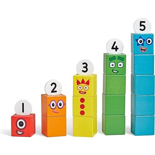 hand2mind Numberblocks One to Five Wooden Blocks, Wood Building Blocks for Toddlers 2-4 Years, Stacking Toys, Montessori Math Materials, Color Sorting Daycare Toys, Preschool Learning Activities