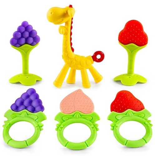Baby Teething Toys 6-Pack | Newborn Teether Set | Food Grade Silicone | Freezer Safe | Soothing & Calming | BPA-Free | Frozen Teething Toys for Babies 0-6 Months | Essential Baby Gear