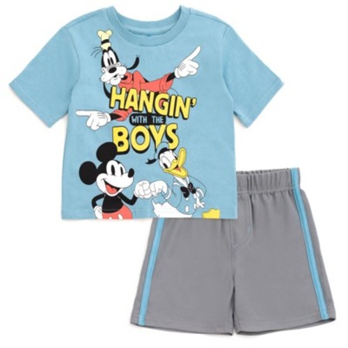 Disney Mickey Mouse Infant Baby Boys T-Shirt and Mesh Shorts Outfit Set Blue / Gray 18 Months