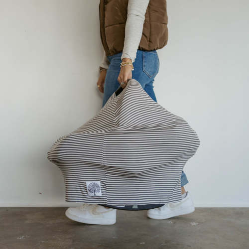 Multi-use Car Seat Cover | Pewter Stripe Nursing Cover | Parker Baby Co.