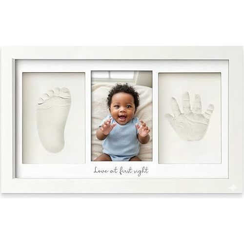2026 New Baby Hand and Footprint Clay Frame Kit, Nursery Picture Frame, Baby Shower Keepsake Gift, Alpine White