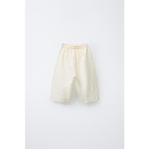 STRAIGHT LEG EMBROIDERED FLORAL PANTS - Ecru | ZARA United States