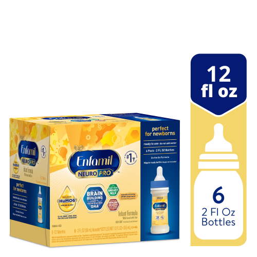 Enfamil NeuroPro Ready to Feed Baby Formula, Brain Building Duo DHA & MFGM, 2 fl oz, 6 Count