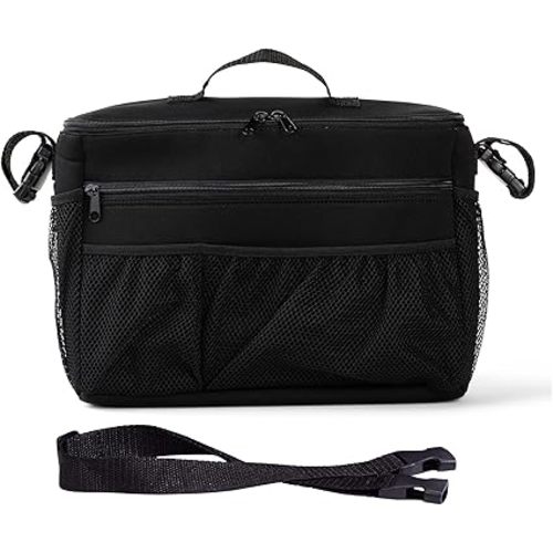 J.L. Childress Cool 'N Cargo Stroller and Wagon Cooler and Organizer - Universal Fit - Insulated - Attaches to Strollers, Wagons, Walkers and Wheelchairs - Large Capacity - Black