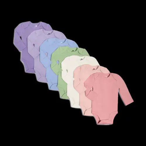 Small Story Organic Cotton Solid Long Sleeve Bodysuit (7 Pack) - Soft Rainbow, 0-3 M - Infant baby toys featuring teething toys rattles sensory toys plush toys and blocks for early learning play
