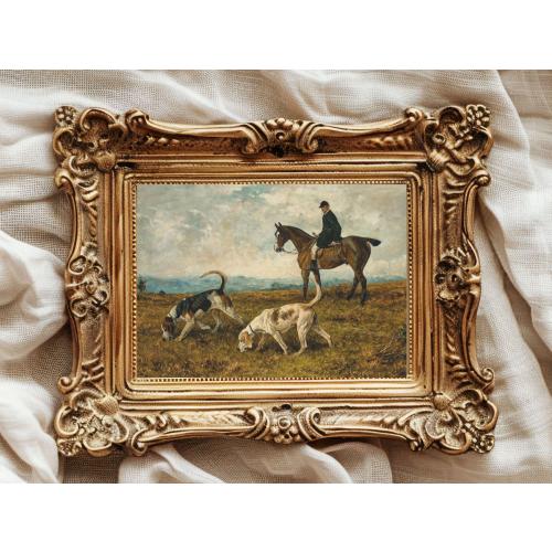 Hound Hunting Dogs on a Scent | Vintage Horse and Dog Art Print | Horse Art, Dog Art