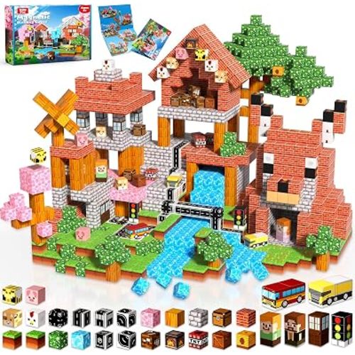 200 PCS Magnetic Blocks - Magnetic Building Blocks Cubes, Magnet Toys for Kids Age 3+, Toy Building Set for Kids, Magnets Stacking Construction Birthday Gifts for Boys Girls Age 4-8, 8-12