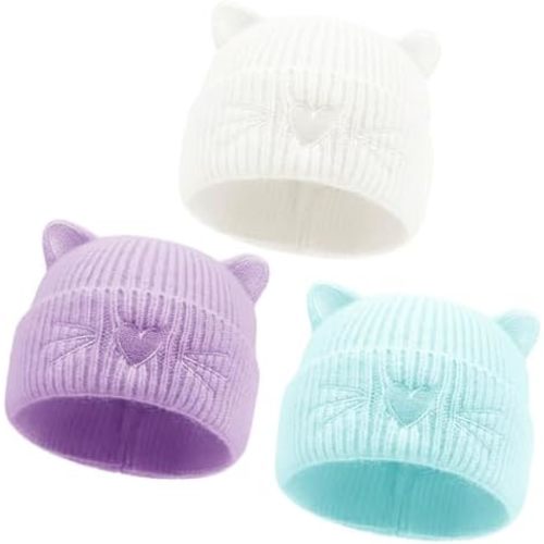 Baby Beanie Winter Hat with Cat Ear for Infant Toddler Boys Girls Kids Soft Knitted Hat Warm Skull Cap