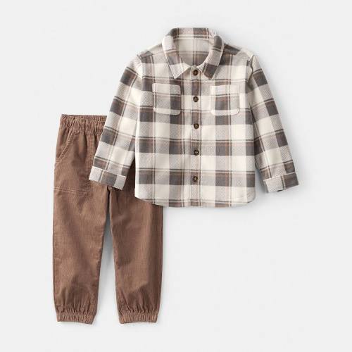 Toddler Boy Carter's Plaid Long-Sleeve Shirt & Pant Set