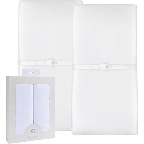 Ely's & Co. Changing Pad Cover Set | Cradle Sheet Set 100% Cotton Jersey Knit 2 Pack (White)