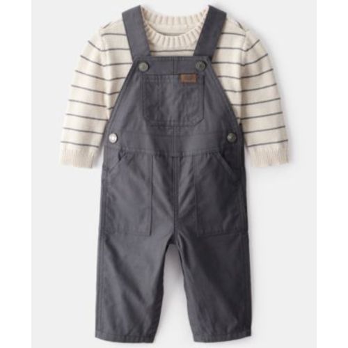 Baby Boys 2-Piece Stripe Sweater and Overall Set