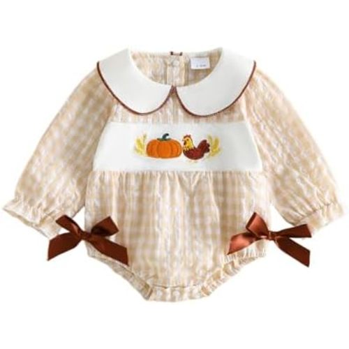 My First Thanksgiving Baby Girl Outfit Newborn Bubble Romper Turkey Pumpkin Bodysuit Top Inant Fall Winter Clothes