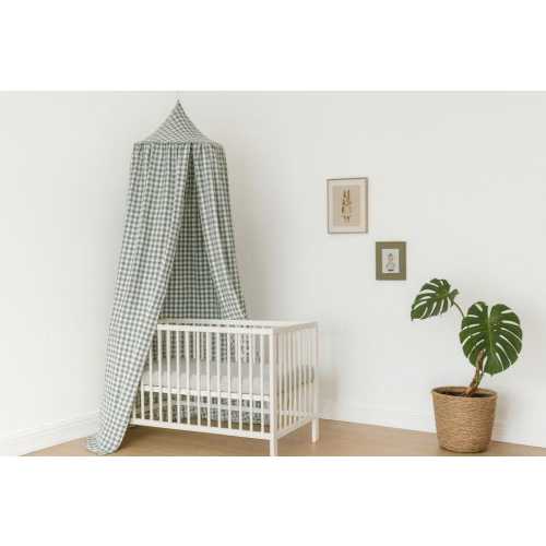 Gingham Bed Canopy | Cotton Canopy for Baby Crib | Hanging Nursery Canopy, Neutral Canopy for Crib or Toddler Bed