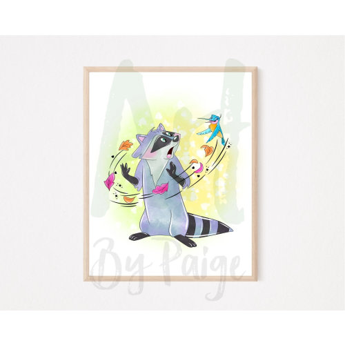Pocahontas: Meeko & Flit Watercolour Art Print