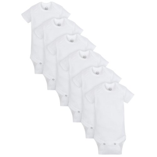 Wonder Nation Baby Boy or Girl Unisex White Short Sleeve Bodysuits, 6-Pack (Newborn-24M)