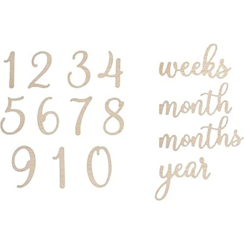 Pearhead Wooden Milestone Numbers & Words, Baby Announcement Cards, Milestone Marker Keepsakes, Pregnancy Milestone Markers, Wooden Photo Props for Pregnancy and Baby