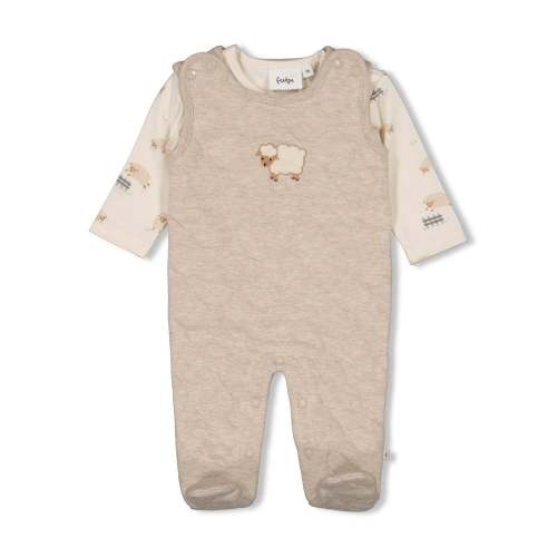 SLEEPY SHEEPY - 2-Piece Stepped Double Knit Footed Romper
