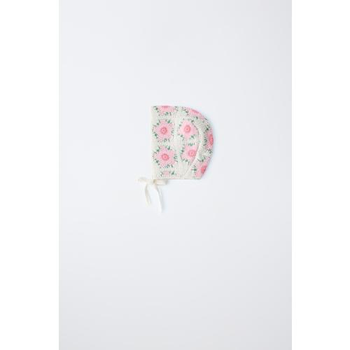 CROCHET FLOWER BONNET - Ecru | ZARA United States