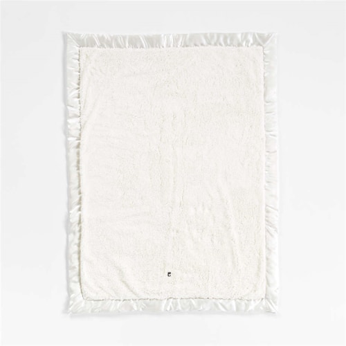 Personalized Cream Satin Trim Plush Baby Stroller Blanket