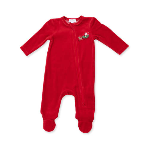 Velour Zip Footie, Santa & Sleigh