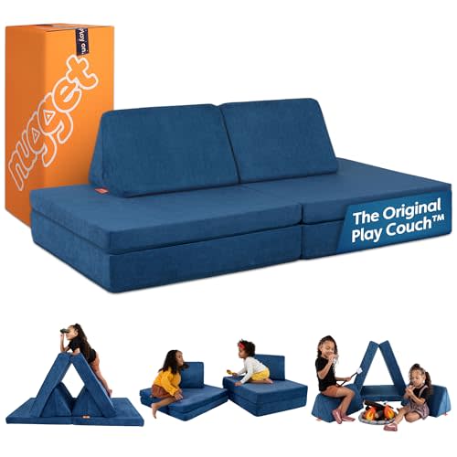 Nugget - The Original Play Couch for Kids - Modular Foam Children's Sofa for Playroom, Imagination, & Creative Open Ended Play - Washable & Convertible Playroom Furniture, Blueridge