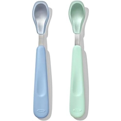 OXO Tot Feeding Spoon Set with Soft Silicone - Opal and Dusk