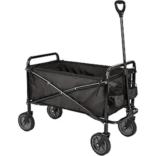 Amazon Basics Collapsible Heavy Duty Utility Wagon for Outdoor Sports, Camping, Garden, and Shopping, 265 Pounds Capacity, 27.6 x 40.9 x 20 inches, Black