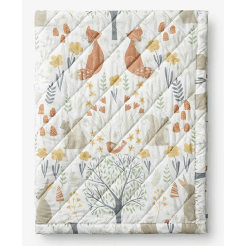 Forest Animals Classic Cool Organic Cotton Percale Quilted Reversible Sherpa Stroller Blanket