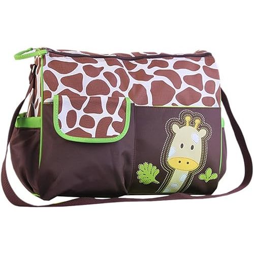 Multifunctional Mummy Handbag Large Capacity Baby Diaper Nappy Changing Bag Waterproof Tote Bag Giraffe Pattern with Green Brim, Mummy handbags, Christmas Decor