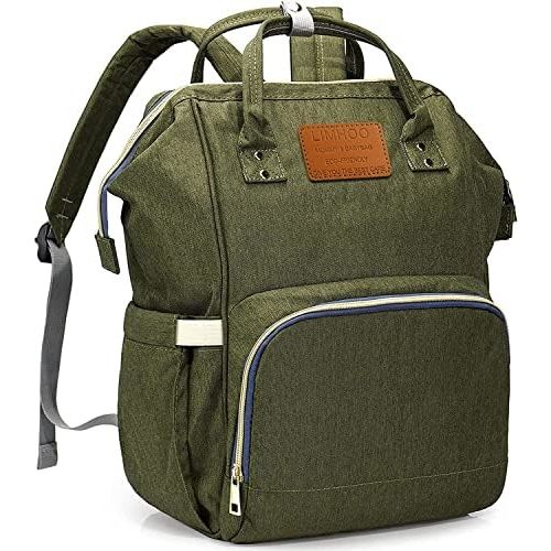 Limhoo Diaper Bag Backpack for Men Dad, Waterproof Large Canvas Camo Nappy Bags, Baby Care Bag (Army Green)