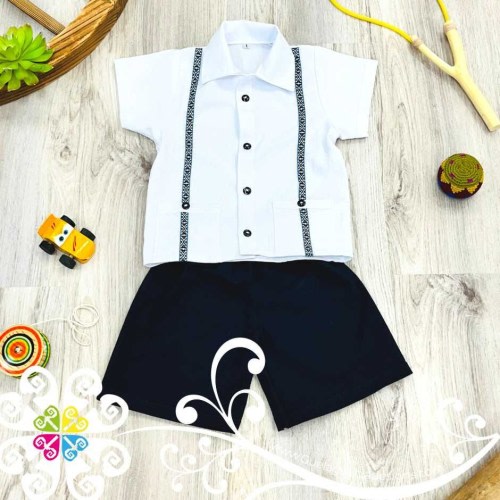 Navy Blue Lalito Short and Shirt Set - Mexican Boy Outfit - Traje de Nino