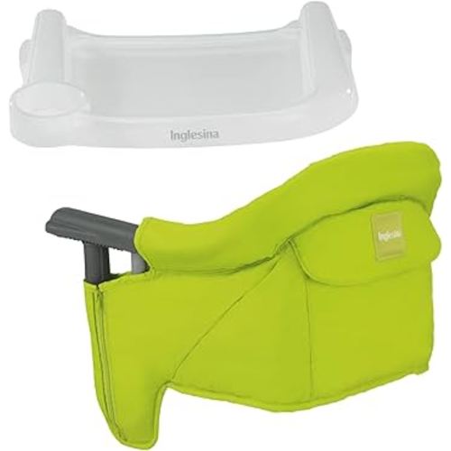 Inglesina Fast Table Chair - Lime + Fast Dining Tray - Portable Baby High Chair - for Babies & Toddlers up to 37 lbs - Fits Tables 0.8'' to 3.5'' Thick - Compact & Easy to Use - Travel Bag Included